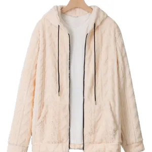 Men casual fleece hooded zip-up cardigan sweatshirt outerwear in autumn winter loose fit solid