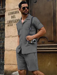 Completo uomo grigio maglia manica corta e pantaloncini estate casual spiaggia nuovo