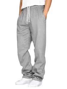 Mens Womens Casual Sweatpants Solid Color Drawstring Joggers Grey Sports Track Pants