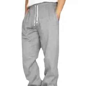 Casual grey sweatpants for men and women, solid color running fitness athletic long pants.