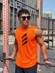 Men's sleeveless fitness workout tank top, breathable mesh quick dry gym sports running shirt