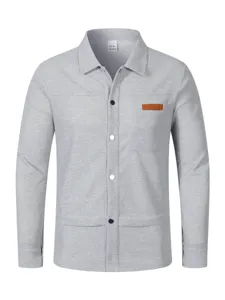 Veste cardigan à revers en tricot gaufré gris vue de détail avec poche poitrine
