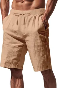 Detail der Freizeithose aus Baumwoll-Leinen mit elastischem Kordelzug und atmungsaktiver Passform.
