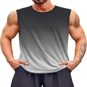 Canotta da fitness sfumata da uomo, maglia smanicata e traspirante per sport estivi.