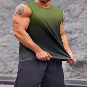 Canotta da fitness sfumata da uomo traspirante asciugatura rapida allenamento senza maniche
