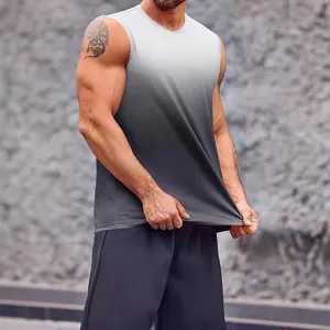 Canotta sportiva da uomo con stampa sfumata senza maniche per palestra fitness estate