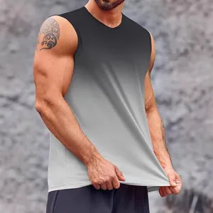 Canotta fitness uomo sfumata senza maniche traspirante asciugatura rapida sport palestra