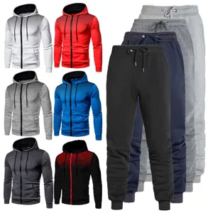 Men's fashion gradient hoodie and sweatpants two piece set, casual athletic wear multi-color.