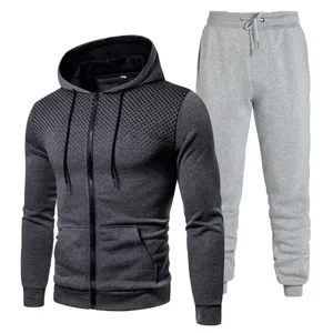 Men's two-piece tracksuit set with gradient dot zip hoodie and casual sweatpants for autumn.