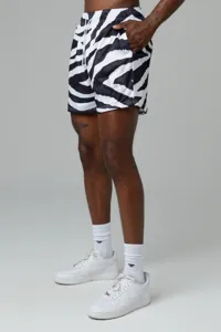 Men zebra print athletic mesh shorts casual streetwear fitness running workout apparel