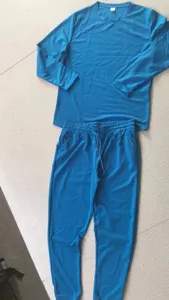 Men casual blue long sleeve t shirt and sweatpants tracksuit set comfortable sportswear.