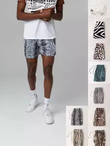 Mens Casual Sports Shorts Crafted From Breathable Polyester Mesh. Features An Elastic Drawstring Waist For Daily Wear And Outdoor Fitness