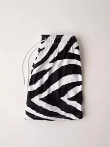 Men's zebra print mesh sports shorts, casual fitness running training shorts, breathable.