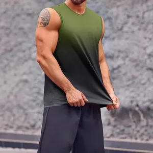 Canotta fitness da uomo sfumata abbigliamento sportivo traspirante senza maniche gym