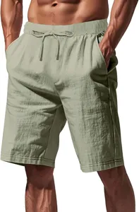 Lässige Herren Leinen-Mix Shorts mit elastischem Kordelzugbund und atmungsaktiver Passform.