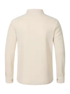 Veste cardigan à revers manches longues en tricot gaufré pour homme style beige uni.