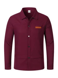 Veste cardigan à revers et manches longues en tricot gaufré pour homme avec poche poitrine