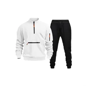Men's Casual Stand Collar Zipper Sweatshirt And Jogger Pants Set Long Sleeve Fleece Lined Tracksuit Athletic Outfit