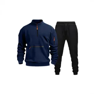 Men's half-zip sweatshirt and sweatpants tracksuit set casual sportswear main view.