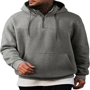 Herren Fleece Kapuzenpullover mit Reißverschluss lässiges Sweatshirt langarm Oberteil