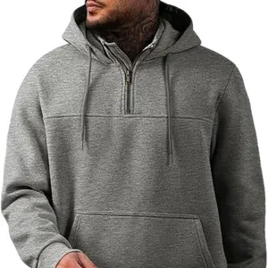Herren Fleece Viertelreißverschluss Kapuzenpullover Lässig Retro Jacke Hauptansicht