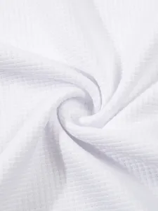 Close up view of white waffle knit fabric texture for men long sleeve shirt detail.