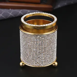 Contenitore portaoggetti in strass di lusso metallo dorato porta posate per cucchiaio forchetta
