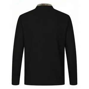 Men's waffle knit long sleeve henley shirt with stylish camo inner collar trim.