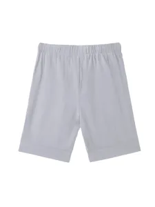 Vista di dettaglio di pantaloncini casual in lino da uomo con vita elastica e risvolto.