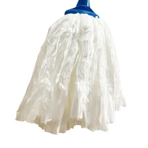 Testina di ricambio per mocio in tessuto non tessuto con connettore in plastica blu.