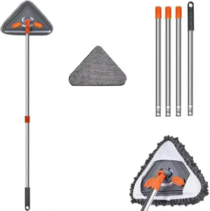 Adjustable triangular cleaning mop spare parts, telescopic poles and soft chenille pads.
