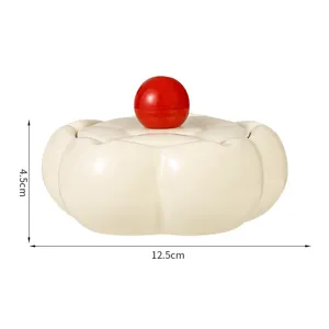 Keramische asbak met deksel schattige crème stijl creatieve opbergpot voor thuis 12.5cm