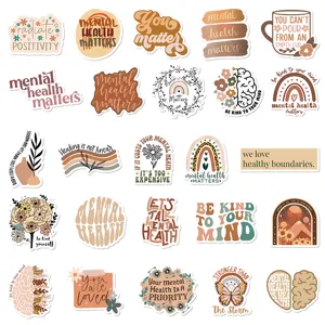 50pcs boho mental health stickers waterproof aesthetic decals for laptop water bottle