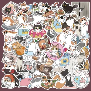 Original Cute Cat Waterproof Stickers PVC Adhesive Decals For Laptop Journal Phone Case Cute Decorative Art