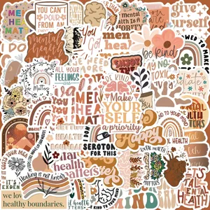 Bohemian Mental Health Waterproof Stickers PVC Decals With Inspirational Quotes For Guitar Laptop Luggage DIY
