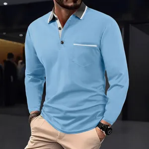 Polo de manga larga para hombre casual transpirable secado rápido golf solapa moda top