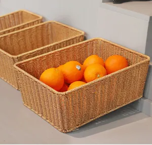 Rattan geweven fruitmand supermarkt display opbergmand rieten mand voor heerlijke snacks en brood