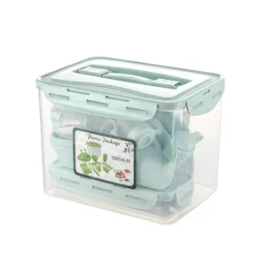 Tragbares Picknick-Geschirrset mit transparenter Aufbewahrungsbox für Camping und Outdoor.