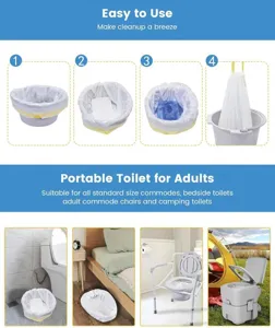 Sacchetti per WC portatili per adulti, fodere usa e getta a prova di perdite per campeggio e sedie.