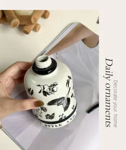 Ceramic soap dispenser bottle with Chinese style floral bird pattern for bathroom use detail