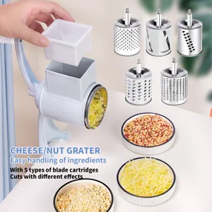 Hand Crank Cheese Grater And Nut Grinder Stainless Steel Drum Rotary Vegetable Slicer Multifunctional Kitchen Food Shredder Tool