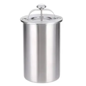 Olla de carne de acero inoxidable con termómetro integrado, ideal para cocina profesional.