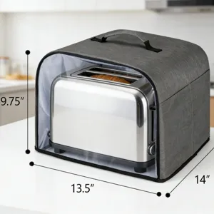 Graue Toaster Staubschutz Abdeckung mit klarem Sichtfenster und Griff fur Kuchengerate