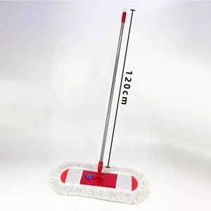 Household Flat Dust Mop With Stainless Steel Pole Washable Cotton Thread Pad Professional Floor Cleaning Tool For Home Hotel