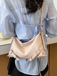 Sac à bandoulière minimaliste élégant pour femme, sac à main casual chic avec boucle en métal.
