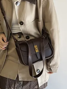 Women Retro PU Leather Messenger Bag Fashion Soft Leather Commuter Crossbody Bag Casual Solid Color Shoulder Handbag