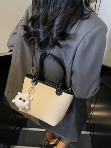 Women Woven Bucket Bags Fashion Spring Summer Casual Handbag Crossbody Bag Chic Tote
