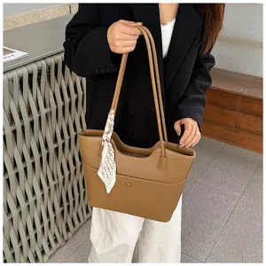 Large capacity women tote bag casual commuting leather shoulder bag minimalist chic brown handbag