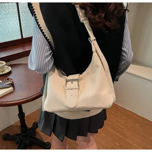 Retro chic PU leather shoulder bag for women, large capacity stylish underarm crossbody bag.