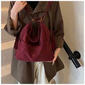 Autunno inverno vintage camoscio zaino multifunzione donna grande capacita borsa a spalla